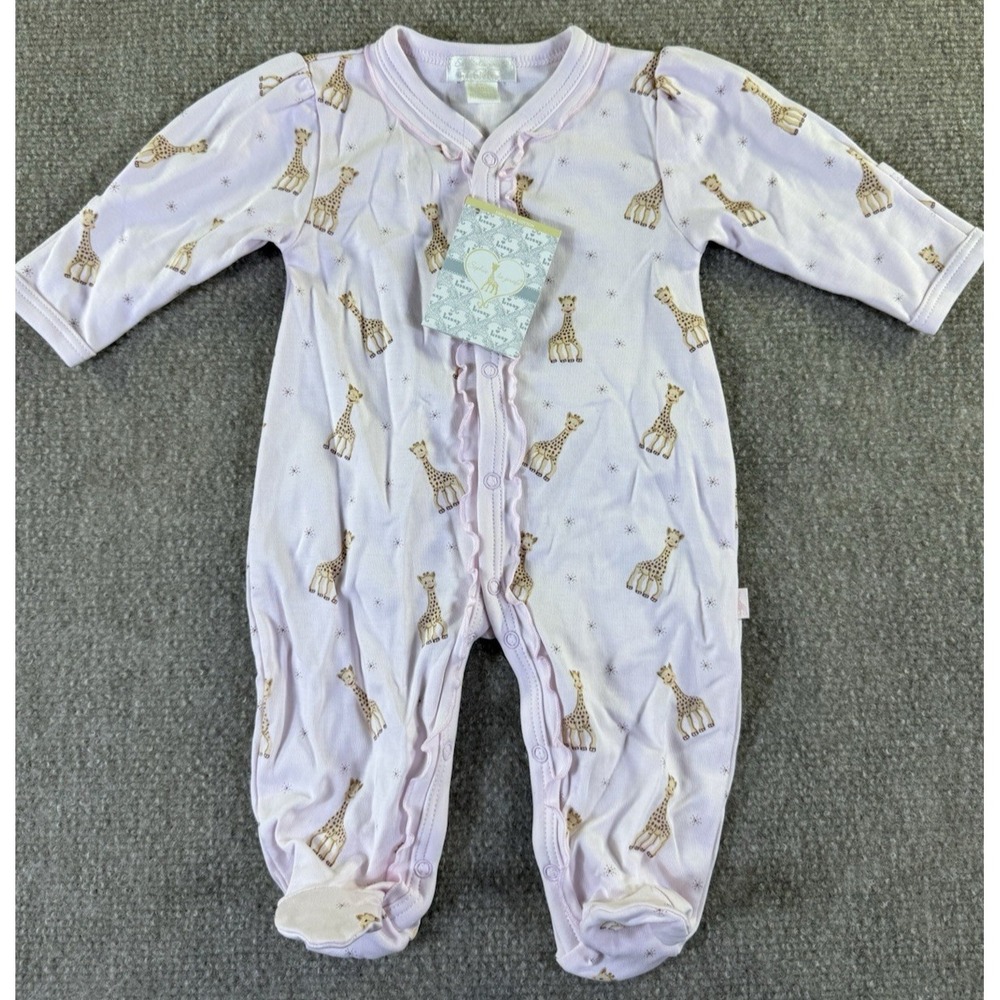 Kissy Kissy Sophie la Girafe Print Girls Footie 100% Pima Cotton Size Newborn